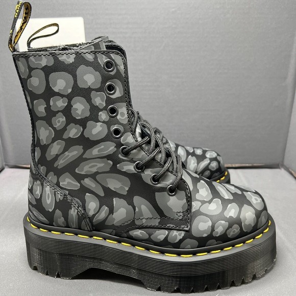 DR MARTENS JADON LEOPARD PRINT PLATFORMS LACK FLORAL MASH UP K HYDRO Women Sz 6